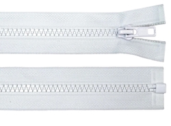 Zip kostěný bundový 5mm dělitelný délka 55 cm - BÍLÁ