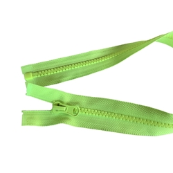 Zip kostěný bundový 5mm dělitelný délka 65 cm - NEONOVĚ ŽLUTÁ/ZELENÁ