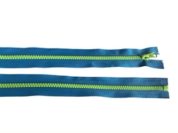 Zip kostěný bundový 5mm dělitelný délka 50 cm - zelená modrý