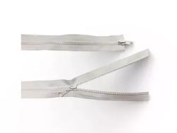 Zip kostěný bundový 5mm dělitelný 2 jezdce délka 85 cm - BÍLÁ