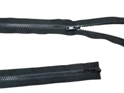 Zip kostěný bundový 5mm dělitelný 2 jezdce délka 75 cm - ČERNÁ