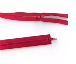 Zip kostěný bundový 5mm dělitelný 2 jezdce délka 85 cm - ČERVENÁ