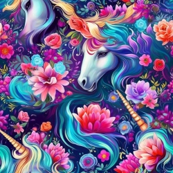 legínovina / úplet milk silk  vzor  potisk MAGICKÝ JEDNOROŽEC