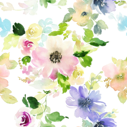 ZBYTEK legínovina/úplet  milk silk  - akvarel květy 60x60cm - 85 CM