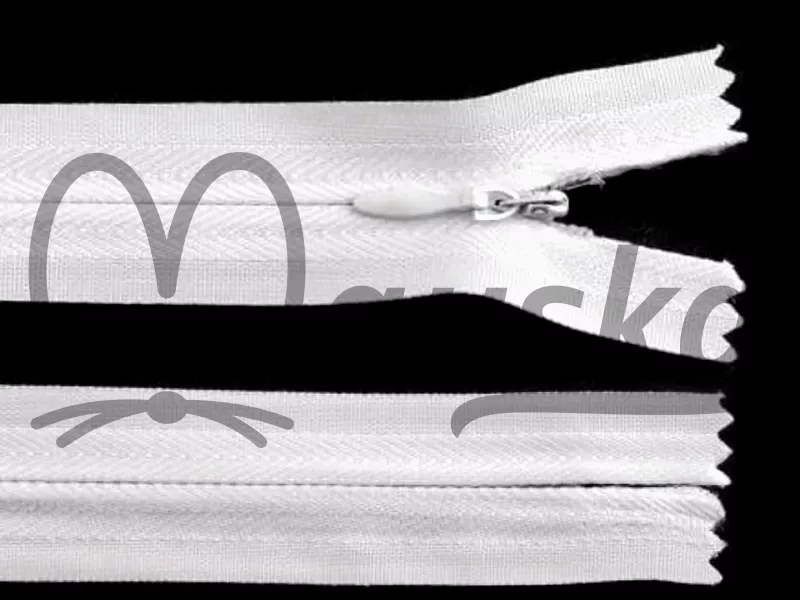 Spirálový zip skrytý No 3 délka 18 cm bílá