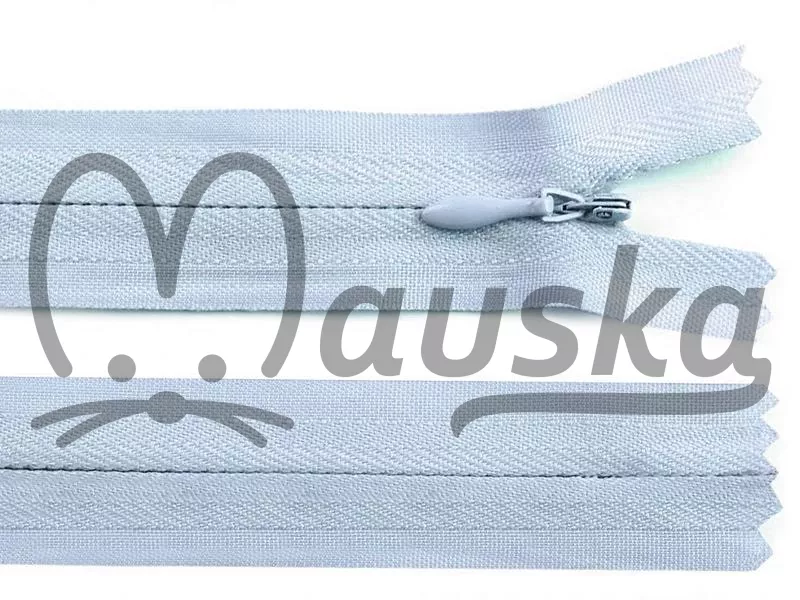Zip spirálový skrytý 3mm nedělitelný délka 18 cm - ledová modra