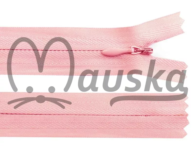 Zip spirálový skrytý 3mm nedělitelný délka 18 cm - pudrová