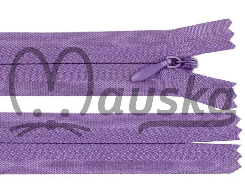 Zip spirálový skrytý 3mm nedělitelný délka 18 cm - fialová