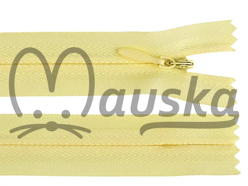 Spirálový zip skrytý No 3 délka 18 cm světle žlutá