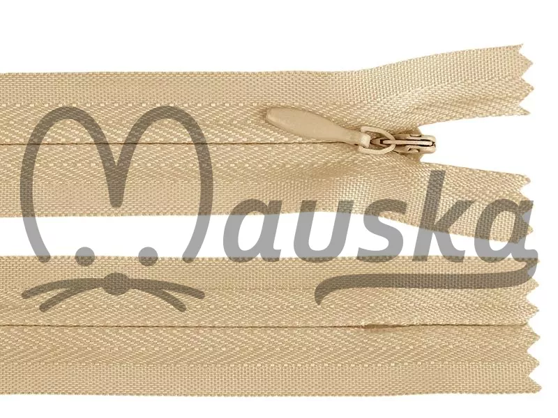 Zip spirálový skrytý 3mm nedělitelný délka 18 cm - hnědá