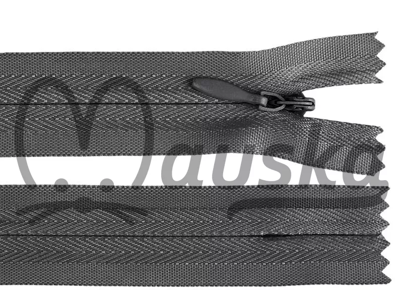 Zip spirálový skrytý 3mm nedělitelný délka 18 cm - šedá