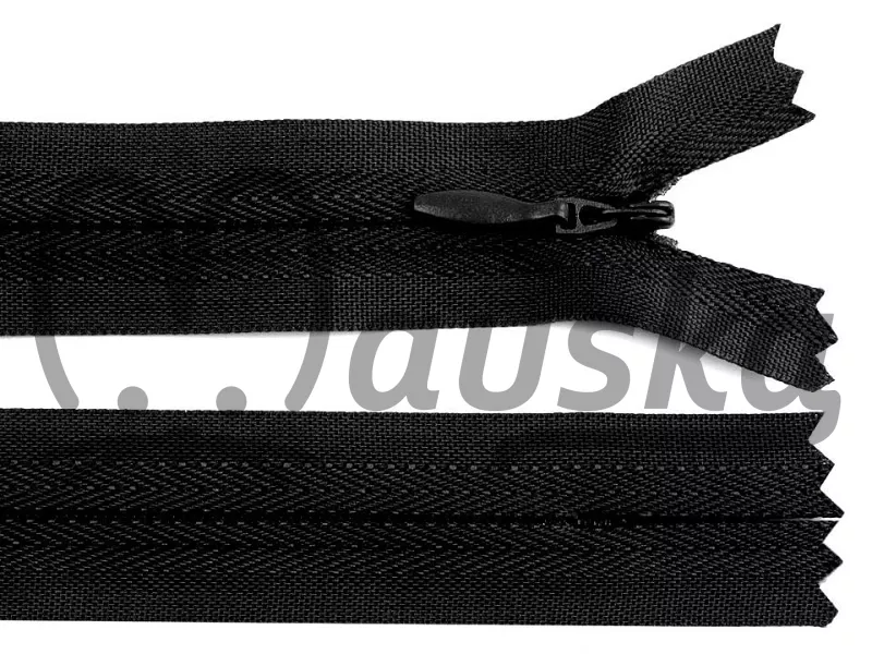 Spirálový zip skrytý No 3 délka 25cm CERNA