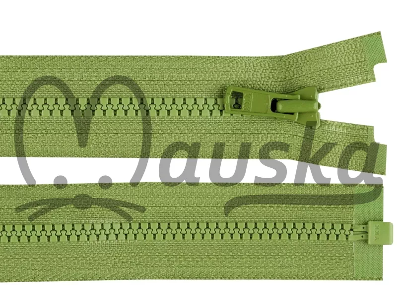 Zip kostěný YKK bundový 5mm dělitelný délka 55 cm - ZELENÁ