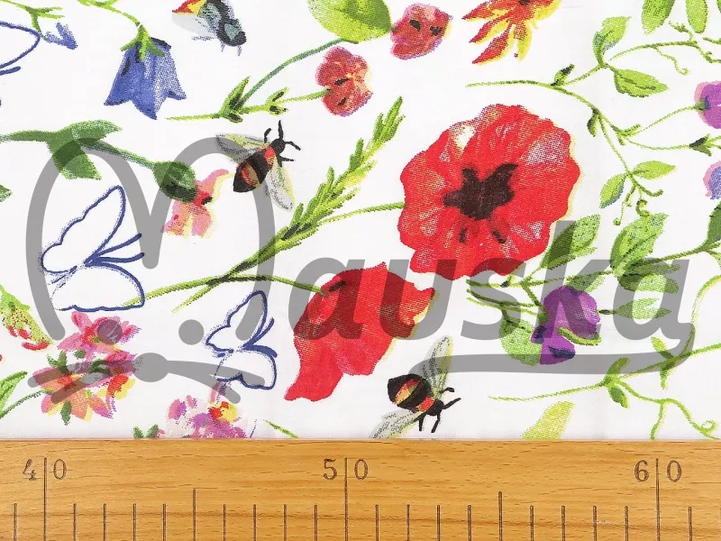 Bavlněné plátno Bavlněná látka / plátno luční květy šíře 220 cm