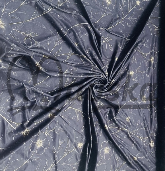 Předobjednávka dodání duben/květen Legínovina milk silk  vzor ZLATÉ KVĚTY NA NAVY - kopie