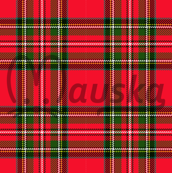 Teplákovina prémiová počesaná  TARTAN ČERVENÝ