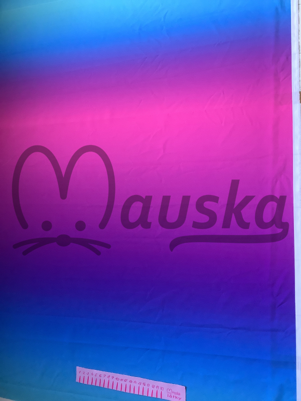 Silky  umělé hedvábí vzor ruzovomodré ombre opakování 100cm