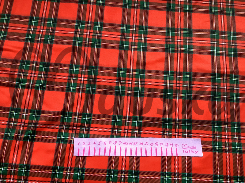 Teplákovina prémiová počesaná  TARTAN ČERVENÝ