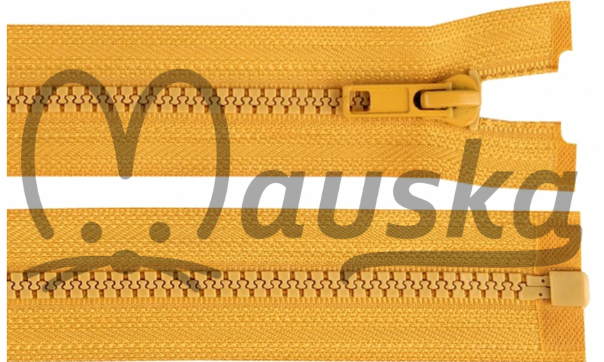 Zip kostěný bundový 5mm dělitelný délka 55 cm - HOŘČIČNÁ