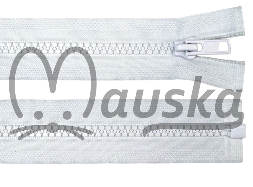 Zip kostěný bundový 5mm dělitelný délka 50 cm - BÍLÁ