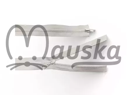 Zip kostěný bundový 5mm dělitelný 2 jezdce délka 80 cm - dvoubarevný BÍLÁ