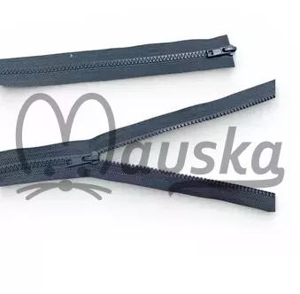 Zip kostěný bundový 5mm dělitelný 2 jezdce délka 80 cm - ŠEDÁ