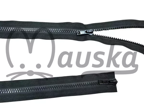 Zip kostěný bundový 5mm dělitelný 2 jezdce délka 80 cm - ČERNÁ