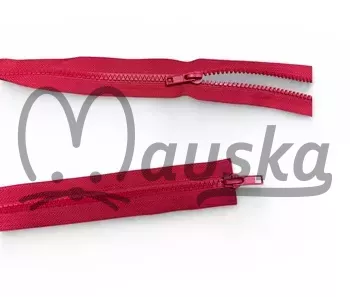 Zip kostěný bundový 5mm dělitelný 2 jezdce délka 80 cm - ČERVENÁ