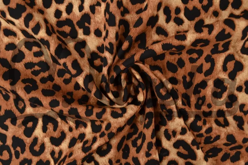 Viskóza potisk - ZVÍŘECÍ VZOR GEPARD HNĚDÁ