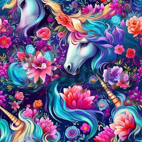 legínovina / úplet milk silk  vzor  potisk MAGICKÝ JEDNOROŽEC