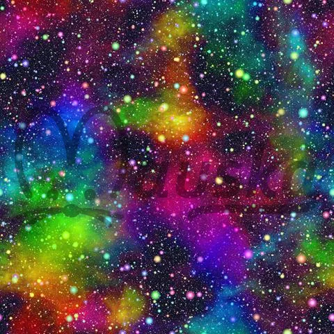 legínovina/úplet milk silk  vzor DUHOVÁ GALAXIE